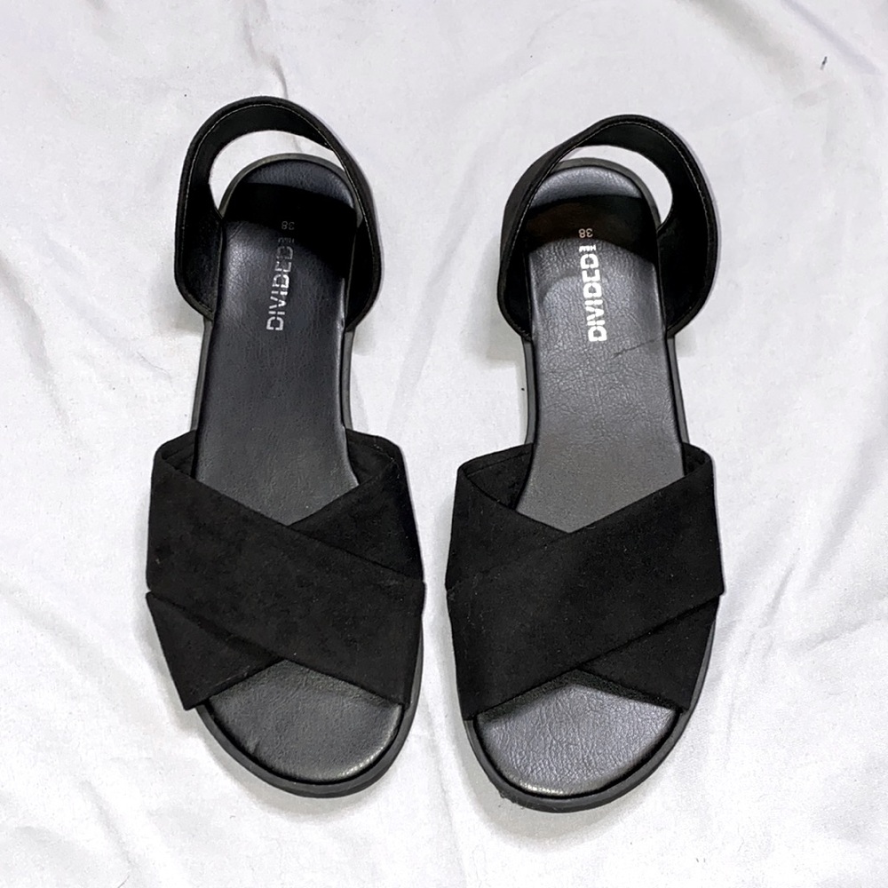 H&M black sandals, size 38 or women’s size 7